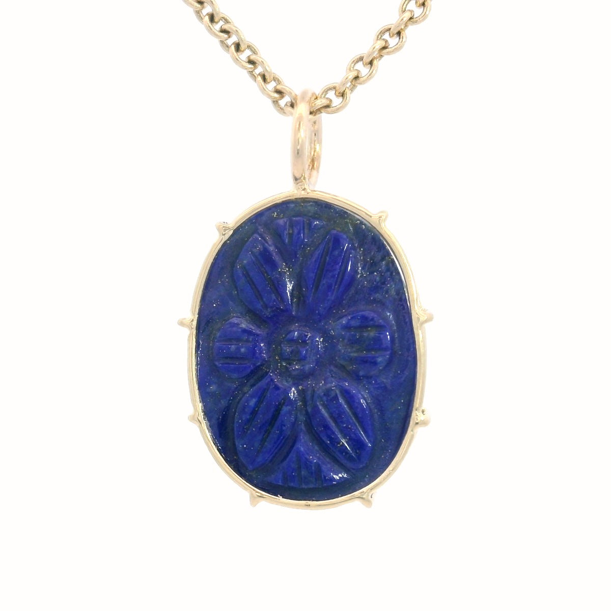 9.49ct Carved Floral Lapis Harriet Stone