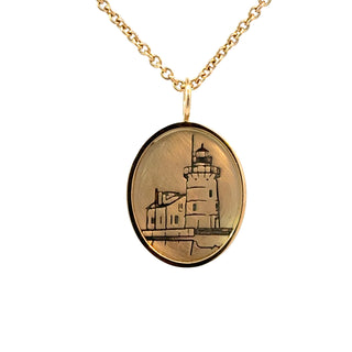 Gold Lighthouse Oval Charm