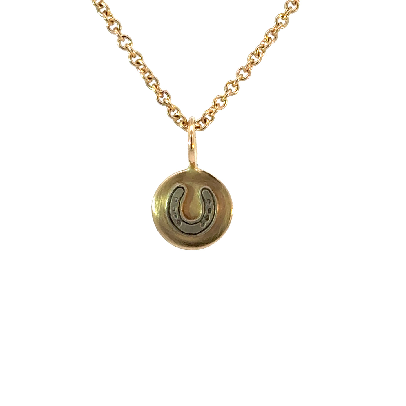 Gold Horseshoe Round Charm