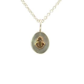 Silver & Gold Anchor Oval Charm