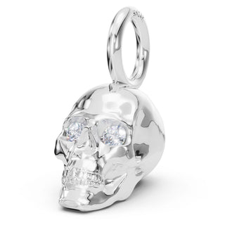 Silver Polished Skull Charm with Diamonds