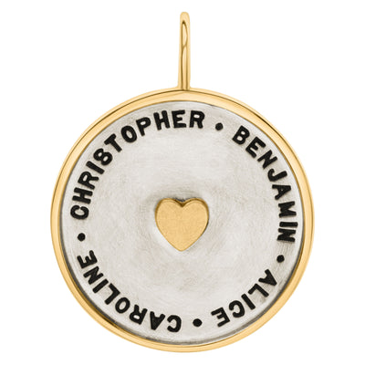 Child's Drawing & Names Round Charm