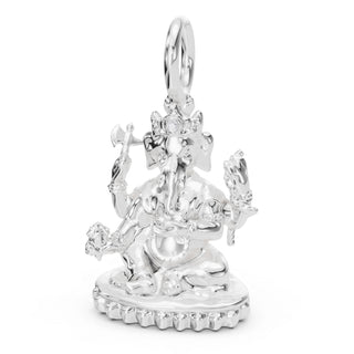 Silver Polished Ganesh Charm with a Diamond