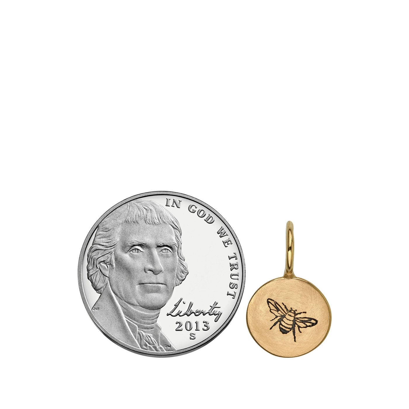 Gold Bee Round Charm