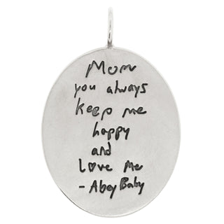 Child's Handwritten Message Oval Charm