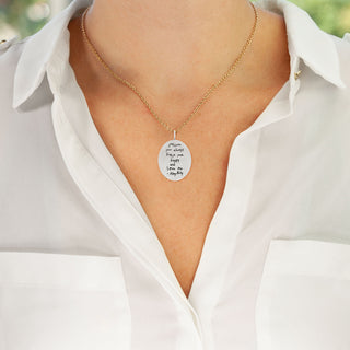 Child's Handwritten Message Oval Charm