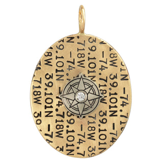 Latitude And Longitude Oval Charm