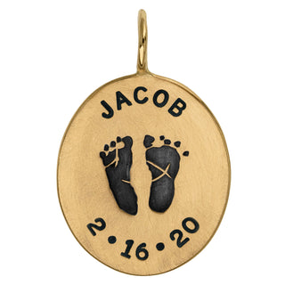 Baby Feet Oval Charm