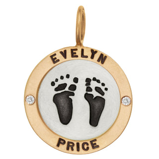 Baby Feet & Stats Round Charm