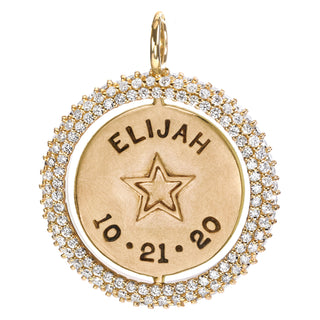 Names & Dates Pavé Spinner Round Charm