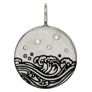 Silver Wave Round Charm