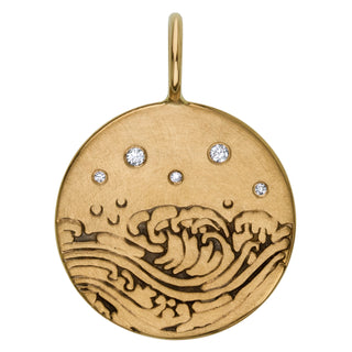 Yellow Gold Wave Round Charm