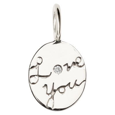 Silver Love You Oval Charm