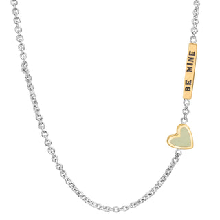 2mm Silver & Gold Enamel Be Mine Heart Chain