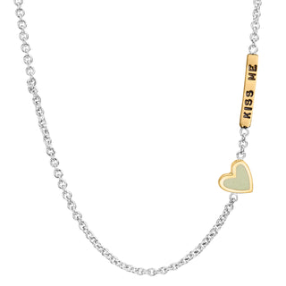 2mm Silver & Gold Kiss Me Enamel Heart Chain