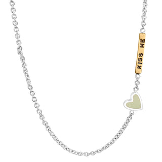 2mm Silver Kiss Me Enamel Heart Chain