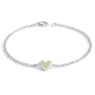 2mm Silver Enamel Heart Bracelet