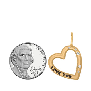 Brushed Love You Open Heart Charm