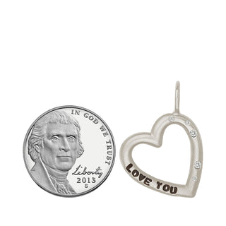 Brushed Love You Open Heart Charm