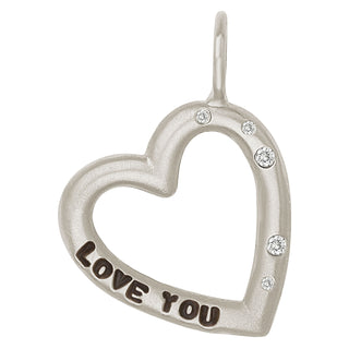 Brushed Love You Open Heart Charm