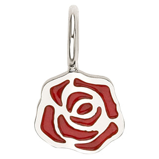 Silver Enamel Rose Charm