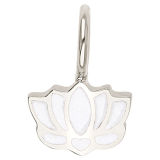 Silver Enamel Lotus Charm