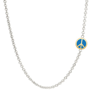 2mm Silver & Gold Enamel Peace Sign Chain