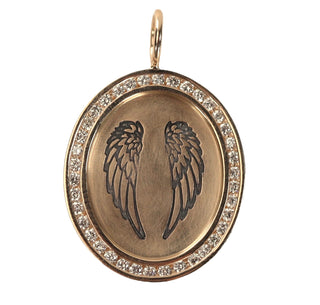 Angel Wings Channel Set Oval Charm