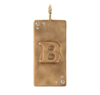 Medium Yellow Gold ID Tag with a Raised Gold Initial