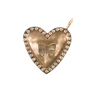 Large Diamond Wreathed Bow Heart Charm