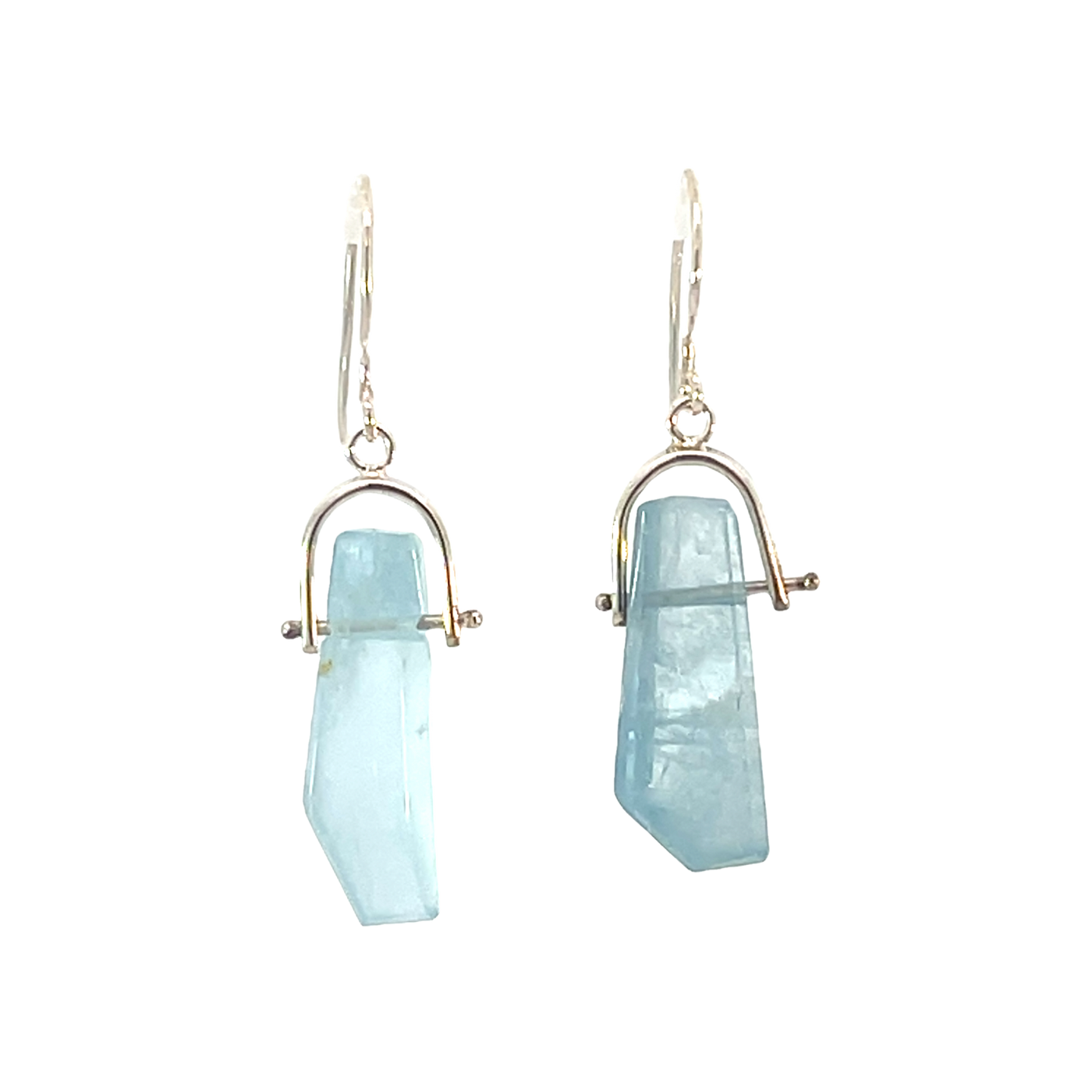 Silver Aquamarine Swinger Stone Earrings