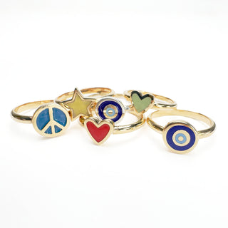 Silver Enamel Star Ring