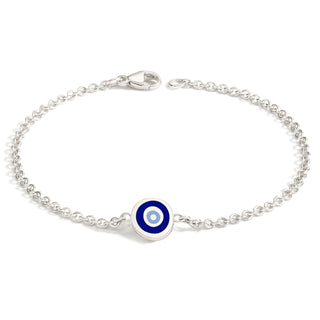 2mm Silver Enamel Evil Eye Bracelet