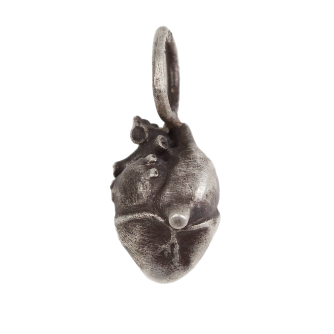 Silver Patina Anatomical Heart Charm