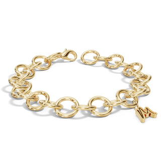 Gold Handmade Circle Chain Handwritten Initial Bracelet