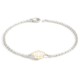 2mm Silver & Gold Enamel Lotus Bracelet