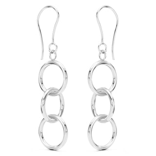 Medium Silver Round Drop Earrings