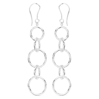 Large Silver Round Drop Earrings