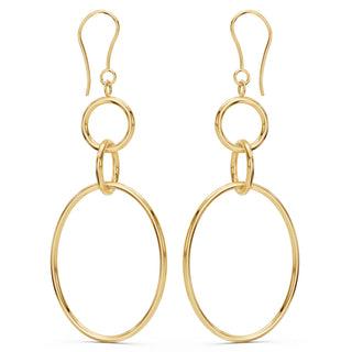 Large Gold Round & Oval Drop Earrings