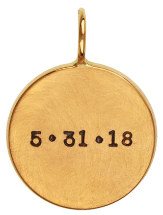 Gold Name And Date Round Charm