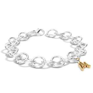 Silver & Gold Handmade Circle Chain Handwritten Initial Bracelet