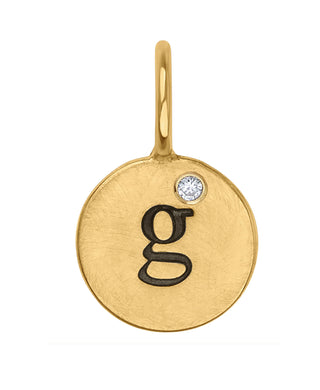 Gold Single Initial Round Charm