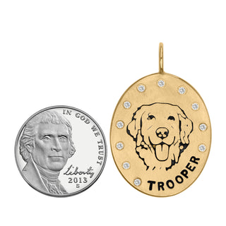 Pet Portrait and Name Oval Charm