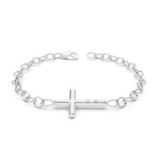 4.8mm Silver Diamond Cross Bracelet