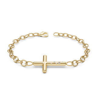 4.8mm Gold Diamond Cross Bracelet