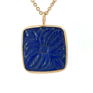 16.98ct Carved Floral Lapis Elizabeth Stone