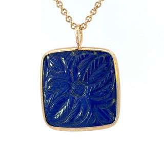 16.98ct Carved Floral Lapis Elizabeth Stone