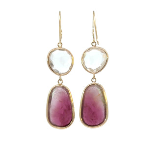 White Topaz and Pink Tourmaline Elizabeth Stone Earrings