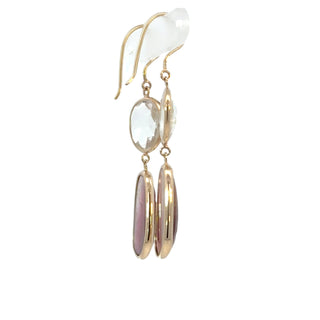 White Topaz and Pink Tourmaline Elizabeth Stone Earrings