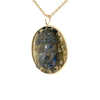 33.24ct Carved Buddha Labradorite Elizabeth Stone